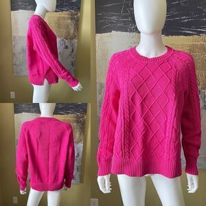 GAP Cable Knit Sweater in Sizzling Pink Fuschia